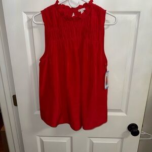 Joie Scarlet Smocked Neck Sleeveless Blouse